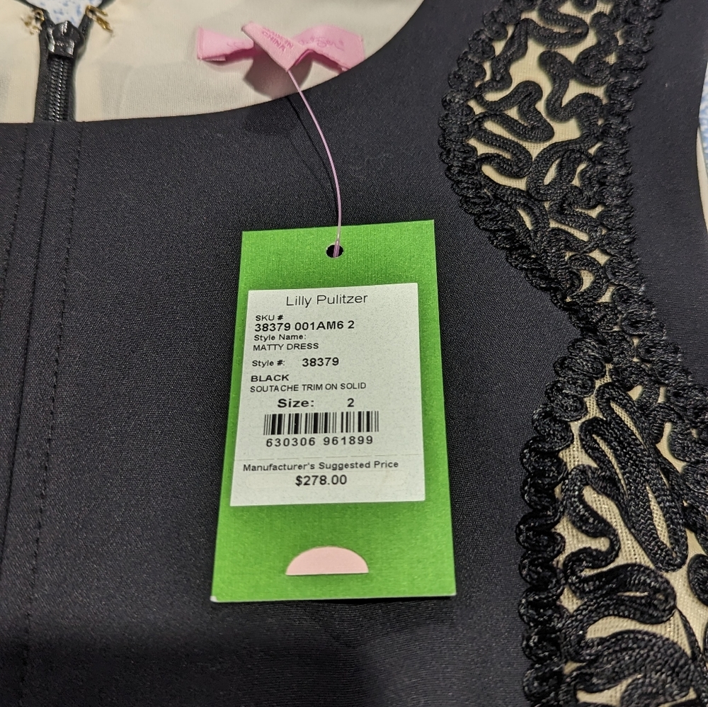 Lilly Pulitzer Size 2 Shift Dress Black lined Lace